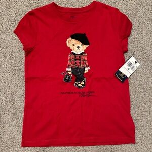 Polo Ralph Lauren size 5 red bear short sleeved shirt